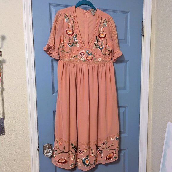 ASOS Maternity embroidered Pink Midi Dress - Picture 5 of 10